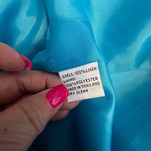 Talbots Irish Linen Dress Womens Sz 14 Blue Fit Flare Fully Lined Timeless Chic - Picture 12 of 13